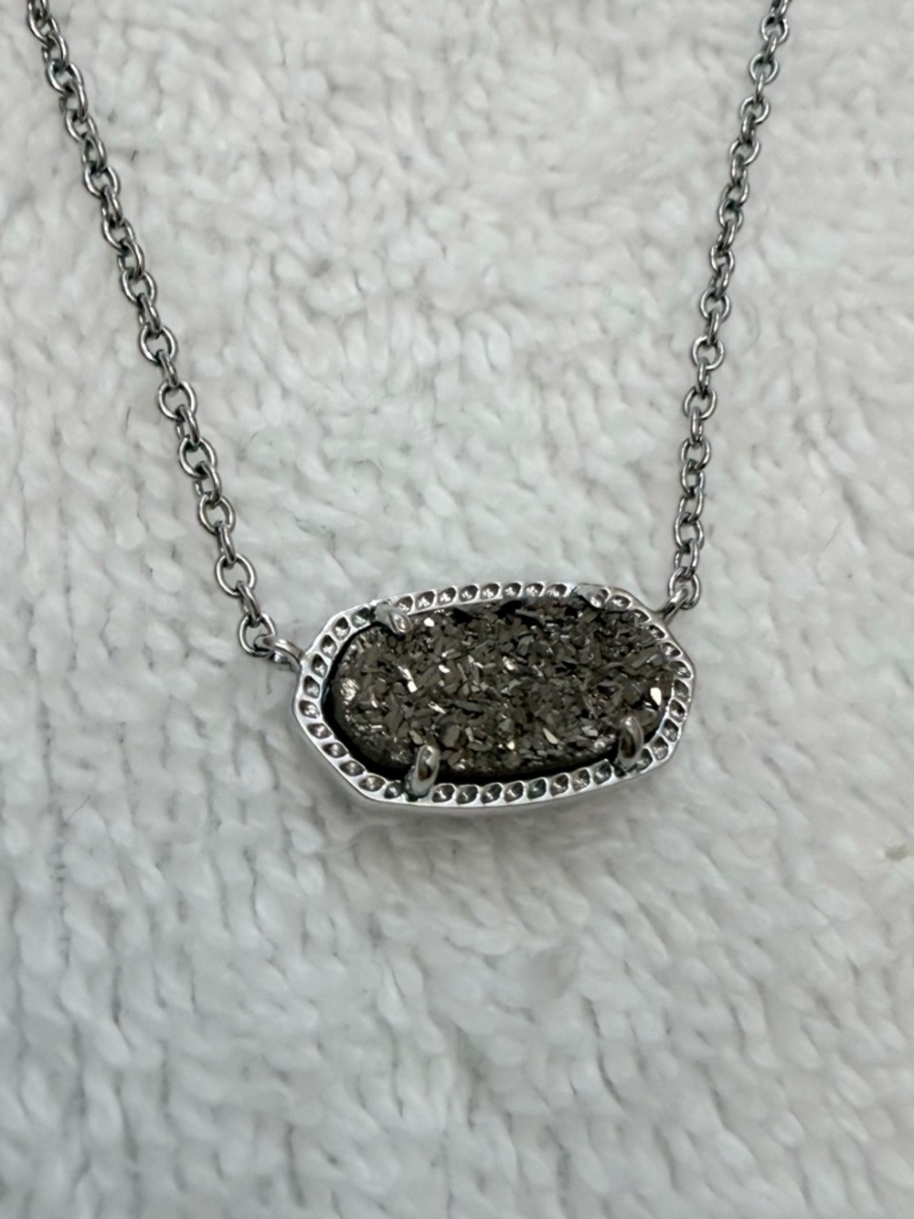 Elisa Silver Pendant Necklace in Platinum Drusy